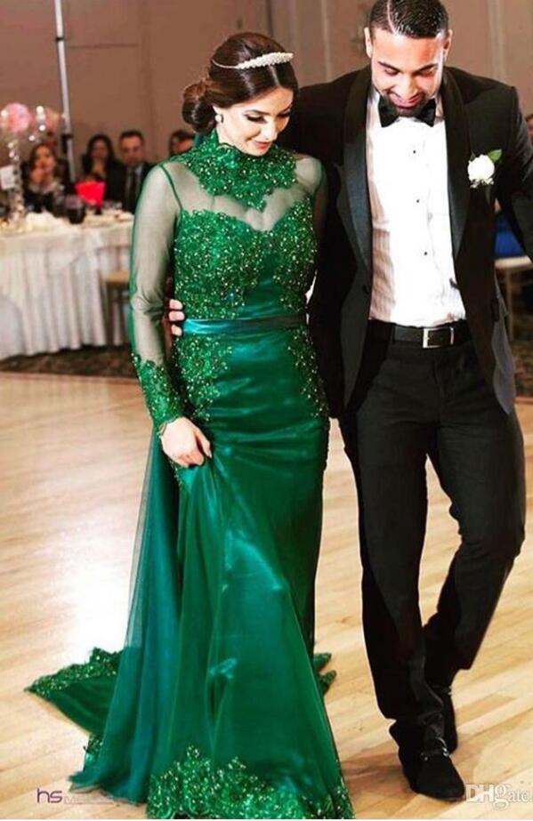2019 New Emerald Green Mermaid Arabic Prom Party Dresses High Neck Long Sleeves Formal Evening Party Gowns Lace Appliqued floor length, Gray
2019 New Emerald Green Mermaid Arabic Prom Party Dresses High Neck Long Sleeves Formal Evening Party Gowns Lace Appliqued floor length, Gray