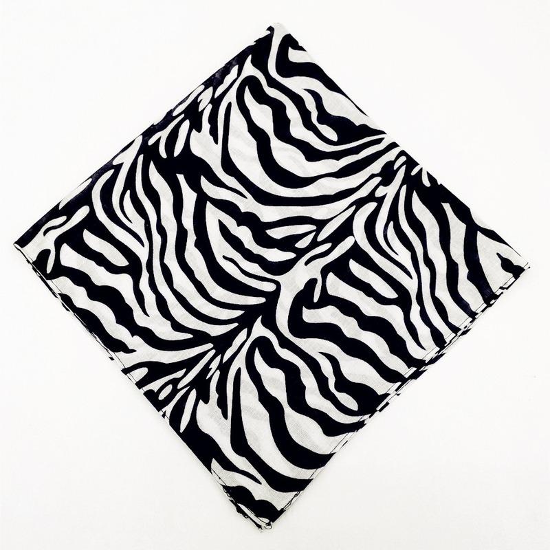 12PCS 54 * 54CM Pure Cotton Black and White Square Handkerchief Riding Outdoor Headscarf