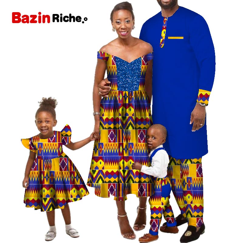 WYQ535 African Print Wax Cotton Mother Dresses Father Suit Girl's Skirt Boy's Jumpsuit Custom Bazin Family Clothing
WYQ535 African Print Wax Cotton Mother Dresses Father Suit Girl's Skirt Boy's Jumpsuit Custom Bazin Family Clothing