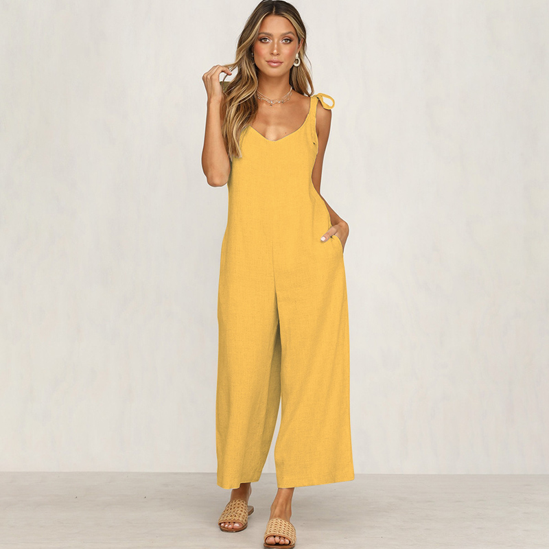 2019 New Summer Women Cotton Linen Wide Leg Romper Casual Pocket Strappy Sleeveless Loose Long Jumpsuit Dungaree Party Overalls, Black
2019 New Summer Women Cotton Linen Wide Leg Romper Casual Pocket Strappy Sleeveless Loose Long Jumpsuit Dungaree Party Overalls, Black