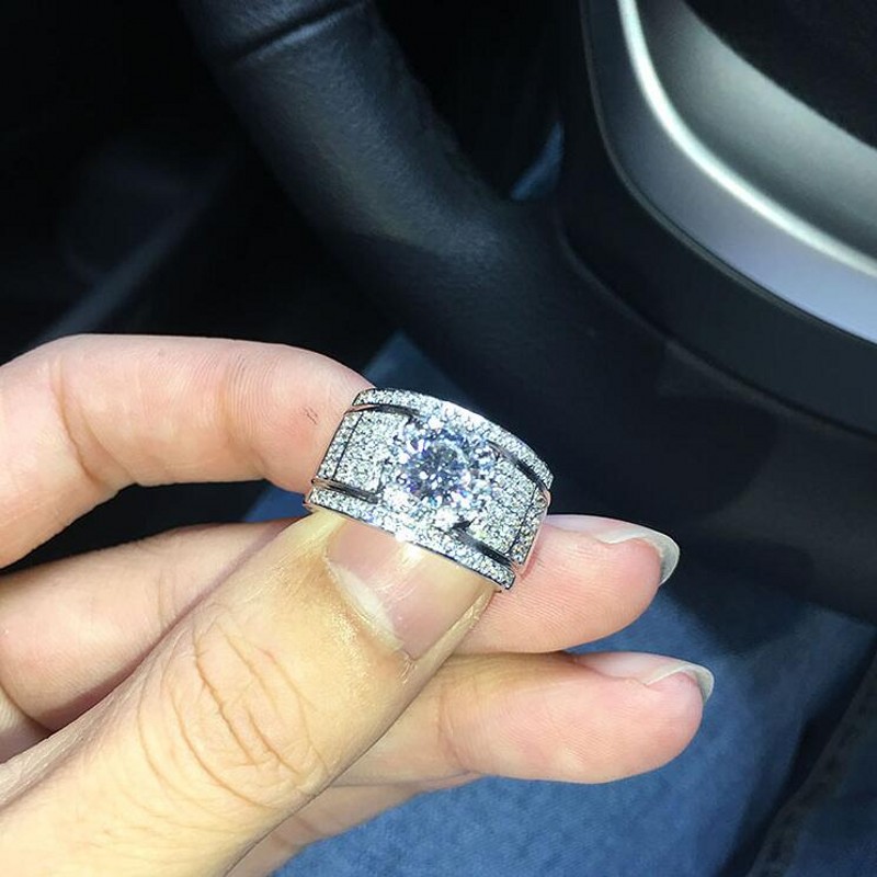 Sterg Sier Round Cut White Topaz CZ Dia Wedding Band Ring for Women