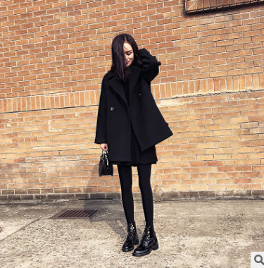 Loose New Long Wool Blend Ladies Coat Elegant Full Sleeve Women' Jacket Turn-dwn Collar Korean Womens Fashion Coat, Black
Loose New Long Wool Blend Ladies Coat Elegant Full Sleeve Women' Jacket Turn-dwn Collar Korean Womens Fashion Coat, Black