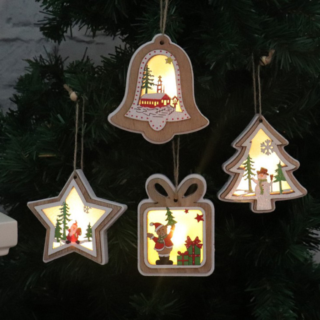 wood Christmas tree ornaments Christmas Wooden Glowing Scene Decoration Pendant happy new year 2020 ornaments 
wood Christmas tree ornaments Christmas Wooden Glowing Scene Decoration Pendant happy new year 2020 ornaments