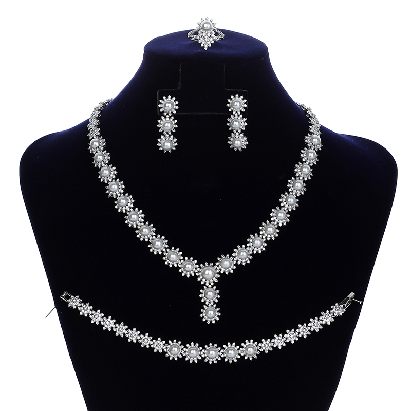 Jewelry Sets HADIYANA Flower And Pearl Necklace Earrings Ring And Bracelet Set Wedding Jewelry Zircon CNY0113 Conjunto de joyas, As pic
Jewelry Sets HADIYANA Flower And Pearl Necklace Earrings Ring And Bracelet Set Wedding Jewelry Zircon CNY0113 Conjunto de joyas, As pic