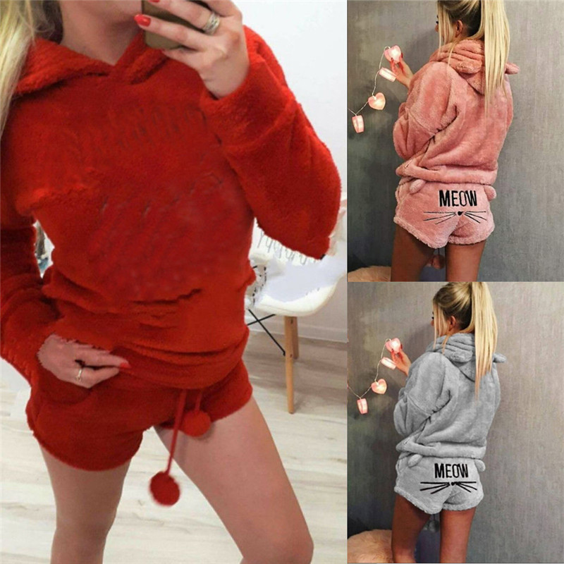 Winter Pyjamas Women Pijama Set Warm Coral Fleece Long Sleeve Hooded Hoodie Top Short Shorts Sleepwear Nightwear Pajamas Outfit
Winter Pyjamas Women Pijama Set Warm Coral Fleece Long Sleeve Hooded Hoodie Top Short Shorts Sleepwear Nightwear Pajamas Outfit