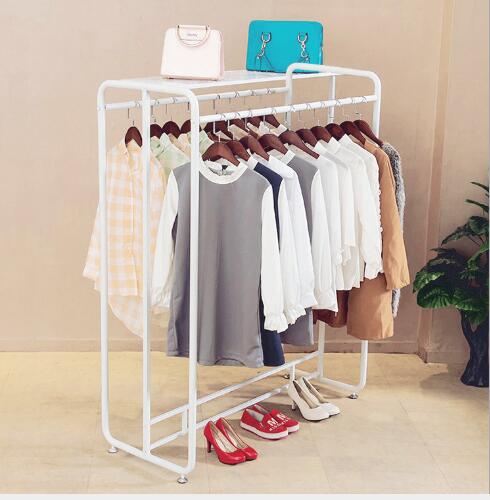 Clothes store hanger Bedroom Furniture display rack Double-row parallel bars floor-to-floor women's cloth shop shelves Nordic simple clothing in 