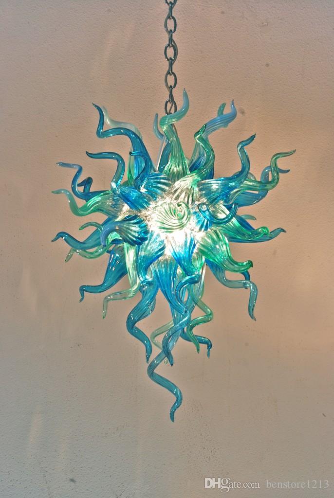 Hot Sale Aqua Chandelier Pendant Light Small Cheap 100% Mouth Blown Borosilicate Murano Glass Art Pendant Crystal Centerpieces with Lights