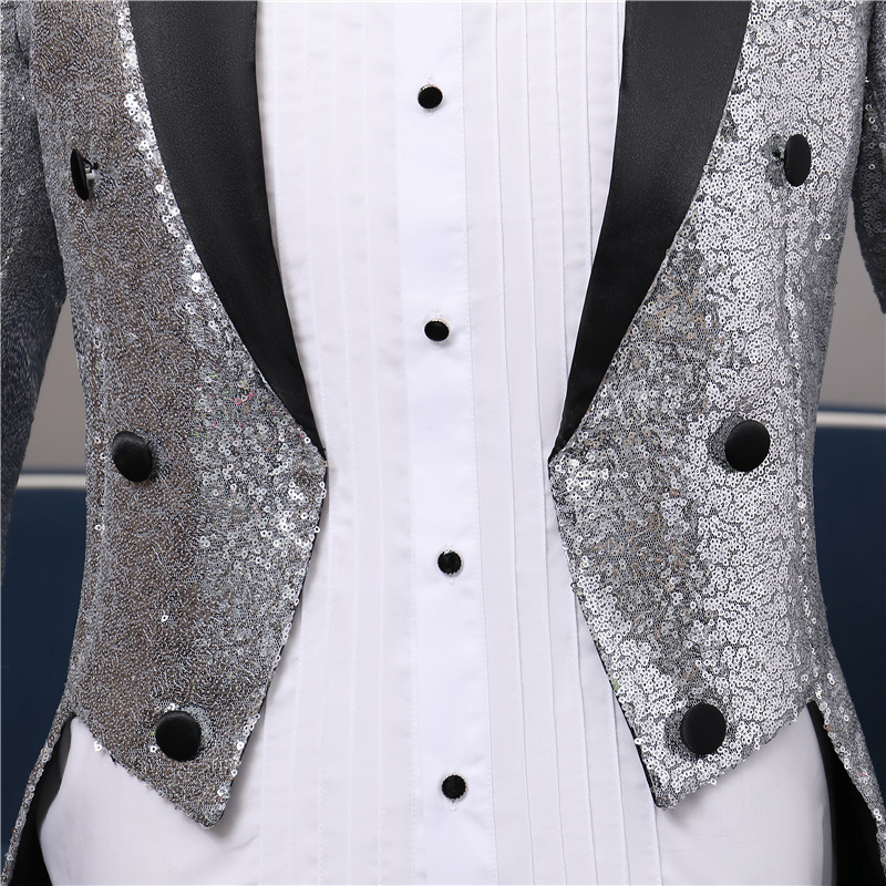 2-Piece Hot Sale Men Suits Custom Made Fit Slim Men Adult Sequin Tuxedo Suit Nightclub Bar Party Stage Performance Suit For Man