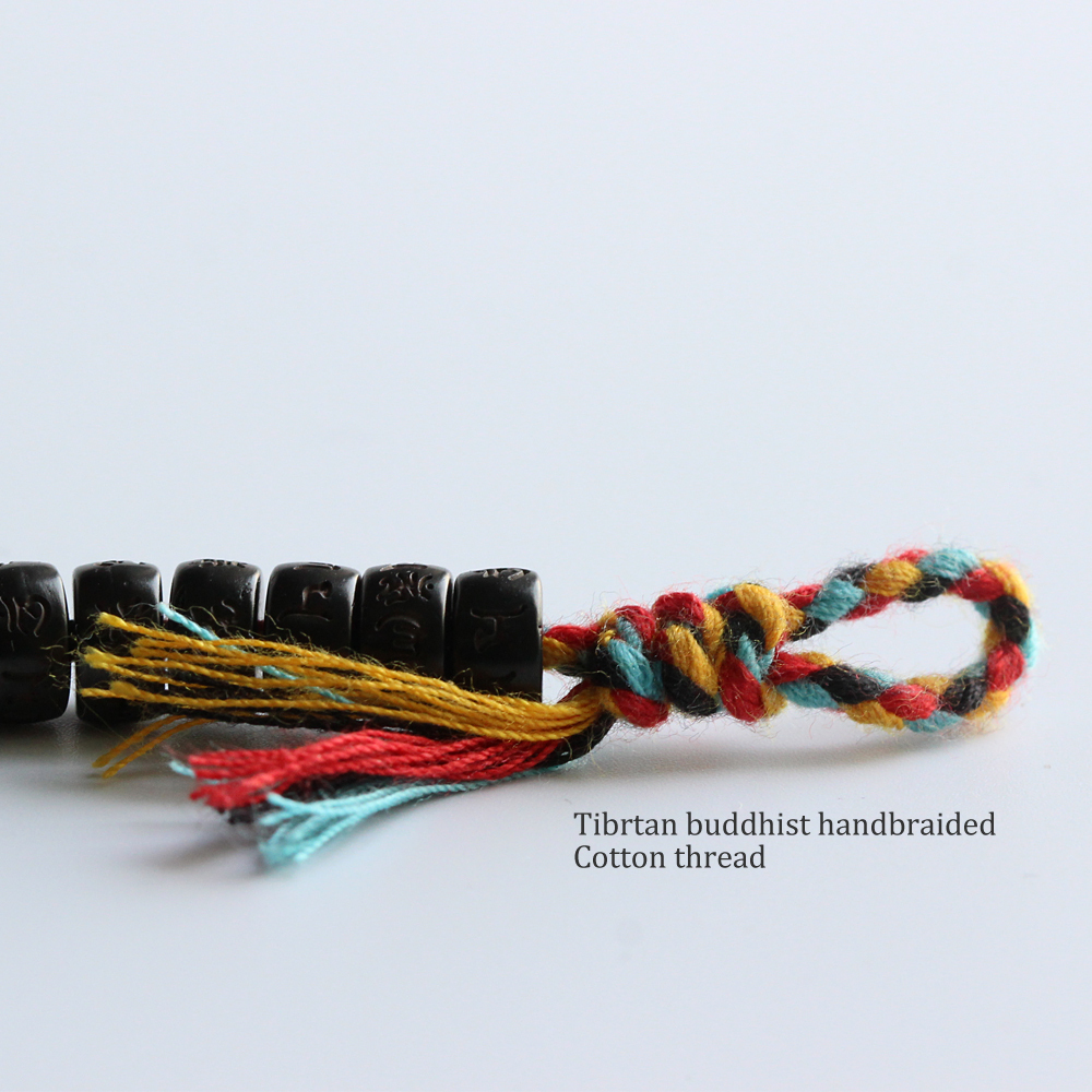 Tibetan Buddhist Hand Braided Cotton Thread Lucky Knots Bracelet Natural Coconut Shell Beads Carved Om Mani Padme Hum Bangle T190702
