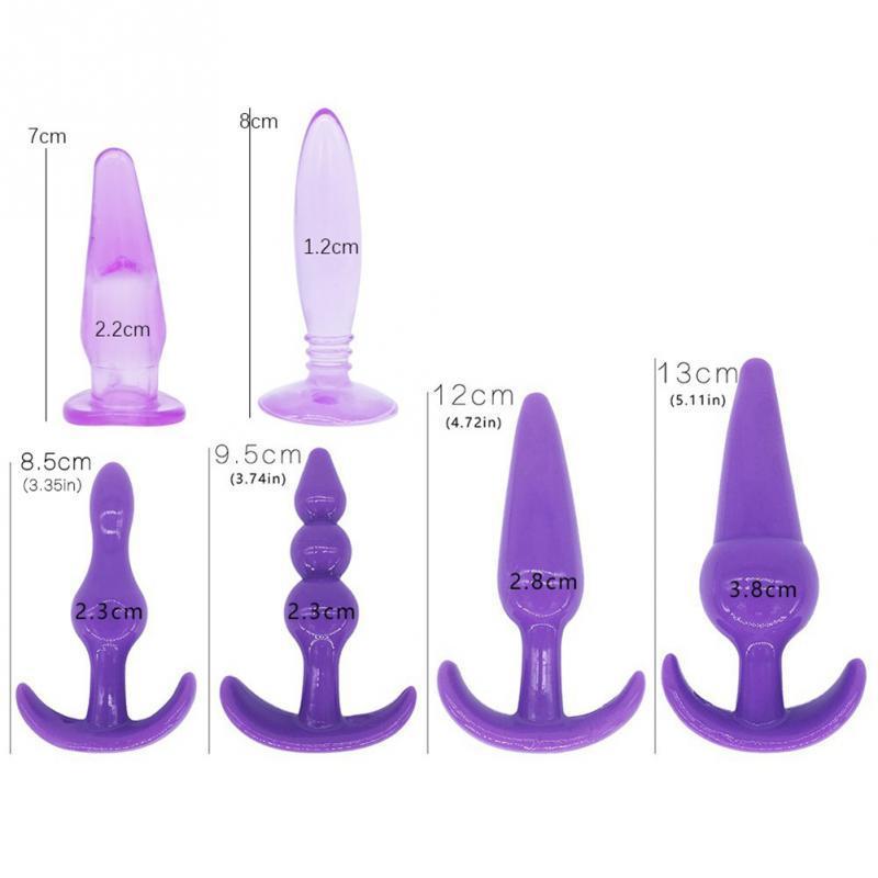 6 Pcs/set TPR Long Anal Sex Toys Soft Butt Plugs for Women black/pink Adult Sexy Anal beads butt plug with 3 beads Y18110802 - view 7