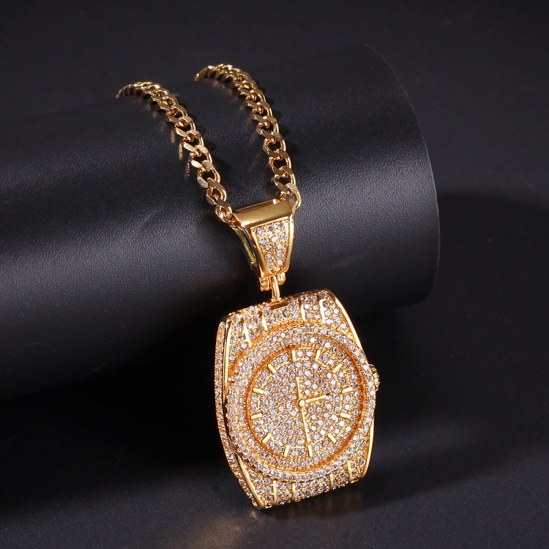 Fashion-r Dial Pendant Necklace Mens Hip Hop Necklace Jewelry New Fashion Watch Pendant Necklaces With Gold Cuban Chain