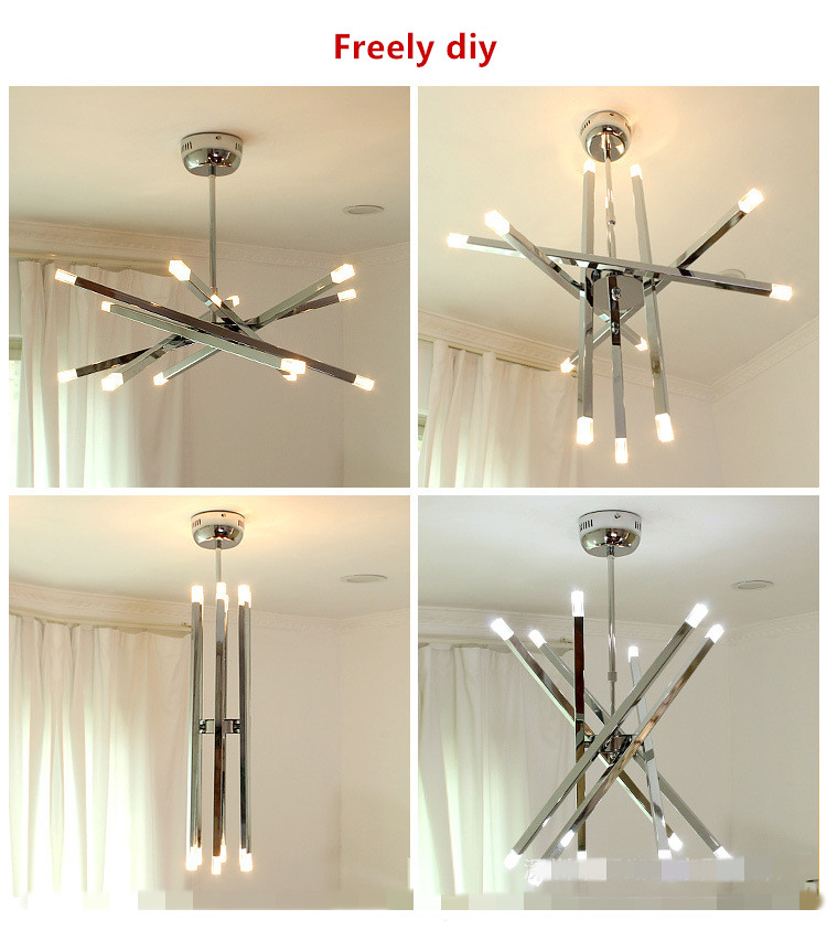 Creative Freely Diy Parlor Led Chandeliers Bedroom Kitchen Livingroom Pendant Lamp 12 Heads 220V Hanging Lamp Ceiling Luminaire