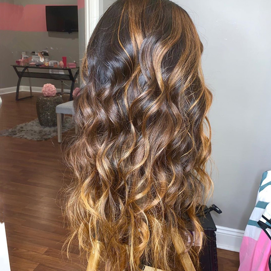 150% Density Body Wave Lace Front Human Hair Wigs Ombre Color brown blonde Glueless Brazilian remy Frontal Wig With Highlight