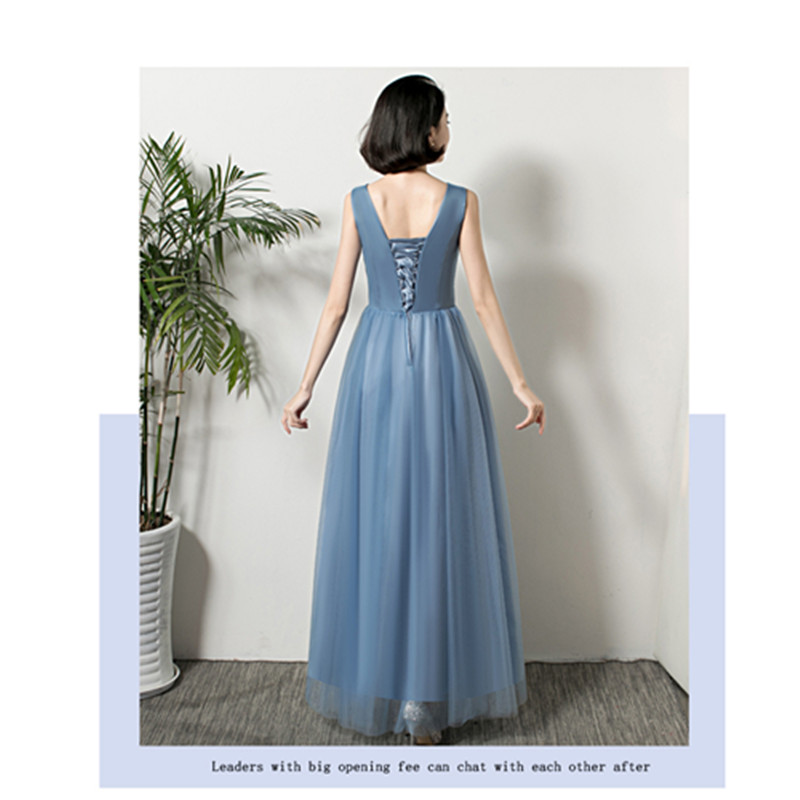 Dusty Blue Tulle Bridesmaid Dresses Mixed Style 2020 Long Bridesmaid Gowns Floor Length Wedding Guest Dress