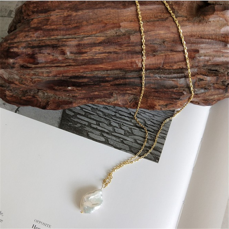 925 Sterling Silver Irregular Natural Fresh Water Pearl Pendant Necklace For Women Necklaces &Pendants Fine Jewelry