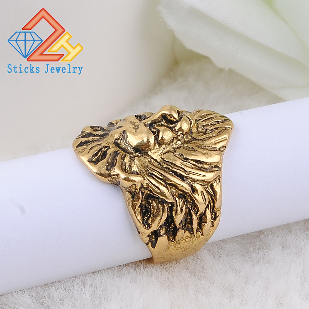 Mens Vintage Rings Lion Head Rings in Ancient gold color Metal Rock Punk Style Gothic Biker Men Jewelry
Mens Vintage Rings Lion Head Rings in Ancient gold color Metal Rock Punk Style Gothic Biker Men Jewelry