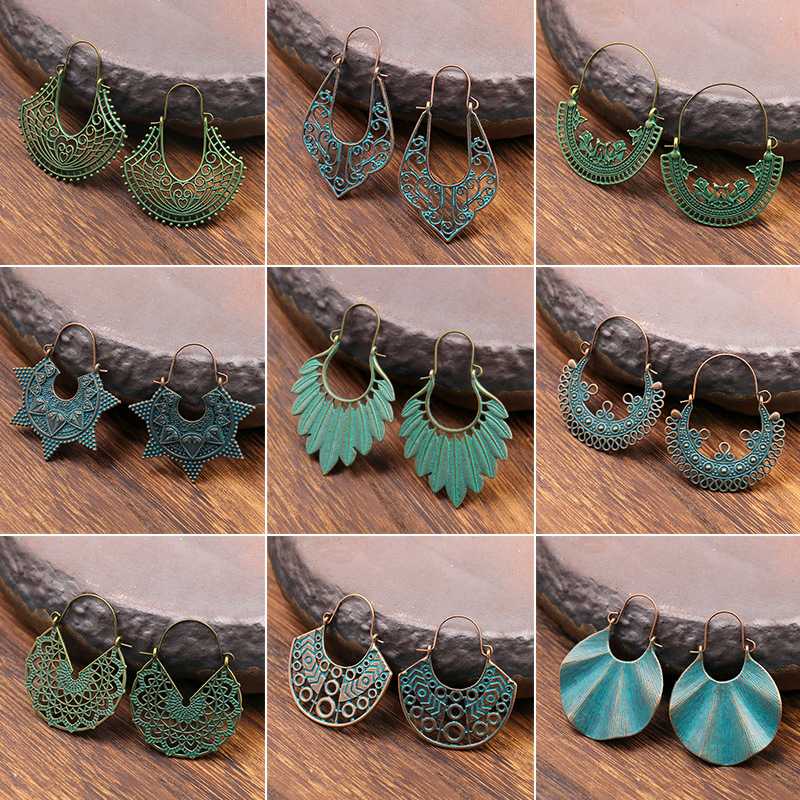 Ethnic Tribal Hippy Verdigris Patina Hollow Leaf Feather Hoop Earring Bohemian Statement Women Jewelry
Ethnic Tribal Hippy Verdigris Patina Hollow Leaf Feather Hoop Earring Bohemian Statement Women Jewelry