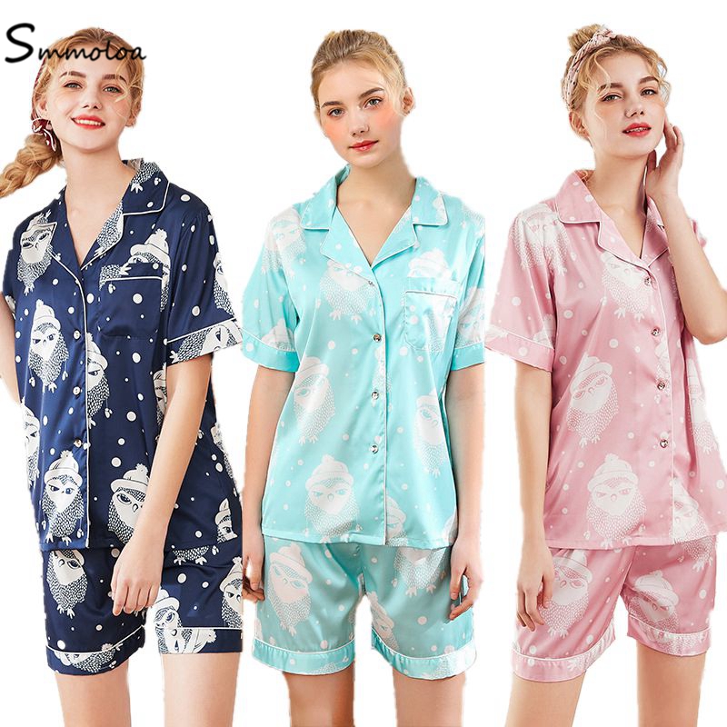Smmoloa 2019 New Summer Short Sleeve SILK Satin Pajama Set Two Piece Women Sleepwear Short Pyjama
Smmoloa 2019 New Summer Short Sleeve SILK Satin Pajama Set Two Piece Women Sleepwear Short Pyjama