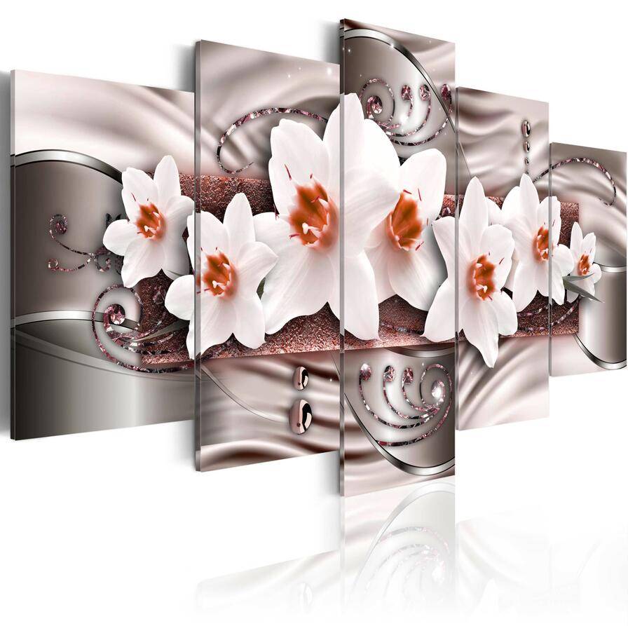 5PCS/Set White Narcissus Flower Art Print Frameless Canvas Painting Wall Picture Home Decoration,Choose Color And Size No Frame