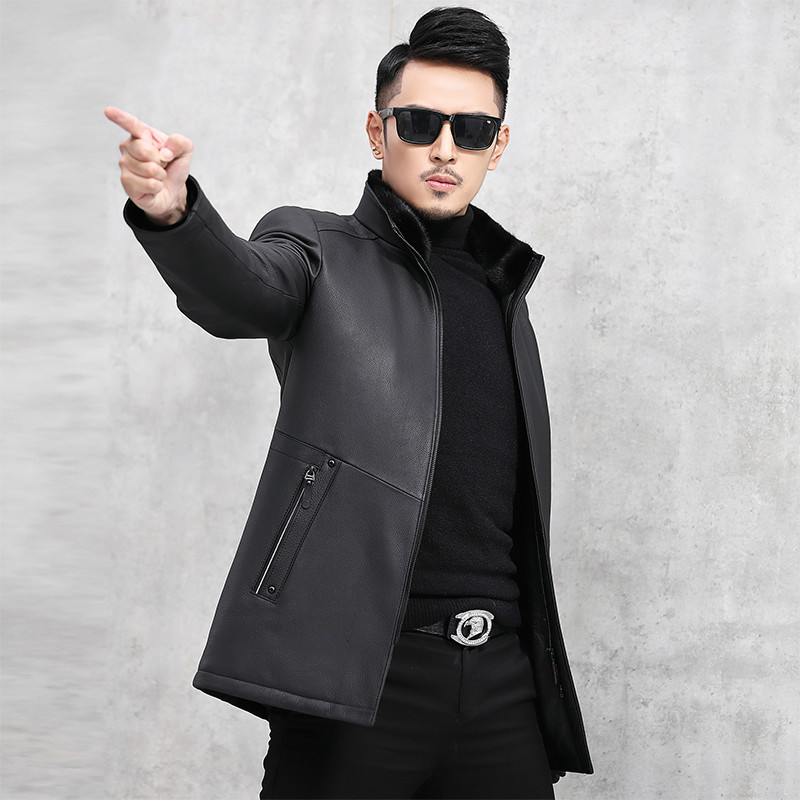 Leather Jacket Collar Jacket Cow Leather Mens Duck Down Winter Coat Chaqueta Cuero Hombre J18-HF1826 YY743, Black
Leather Jacket Collar Jacket Cow Leather Mens Duck Down Winter Coat Chaqueta Cuero Hombre J18-HF1826 YY743, Black