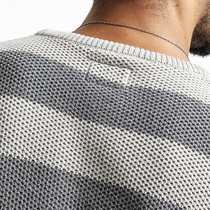 SIMWOOD 2018 autumn New Striped Sweater Men Contrast Color Slim Fit 100% Cotton O-neck Plus Size Knitted Pullovers MT017015 S917