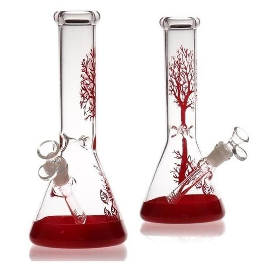 

In STOCK US Red Tree Glass Bong hookah glass water pipes beaker recycler 11 inch bongs dab rig oil burner ash catcher bubbler 14mm FY2078