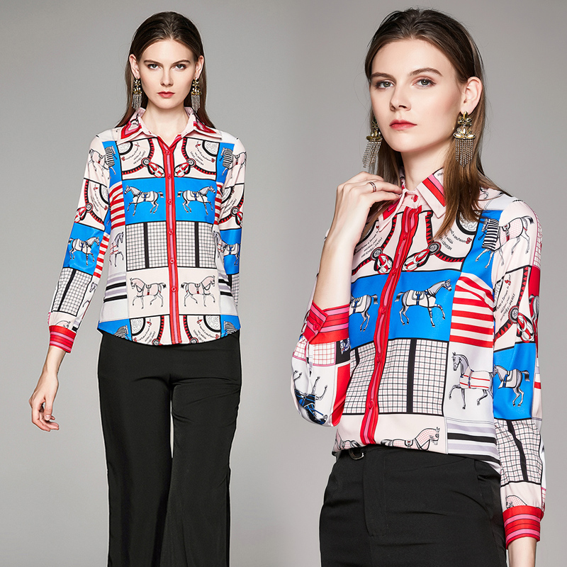 Luxury Classic Shirt Women Long Sleeve Luxury Floral Print Runway Designer Ladies Blouses Plus Size For Spring Autumn Winter, Customize
Luxury Classic Shirt Women Long Sleeve Luxury Floral Print Runway Designer Ladies Blouses Plus Size For Spring Autumn Winter, Customize