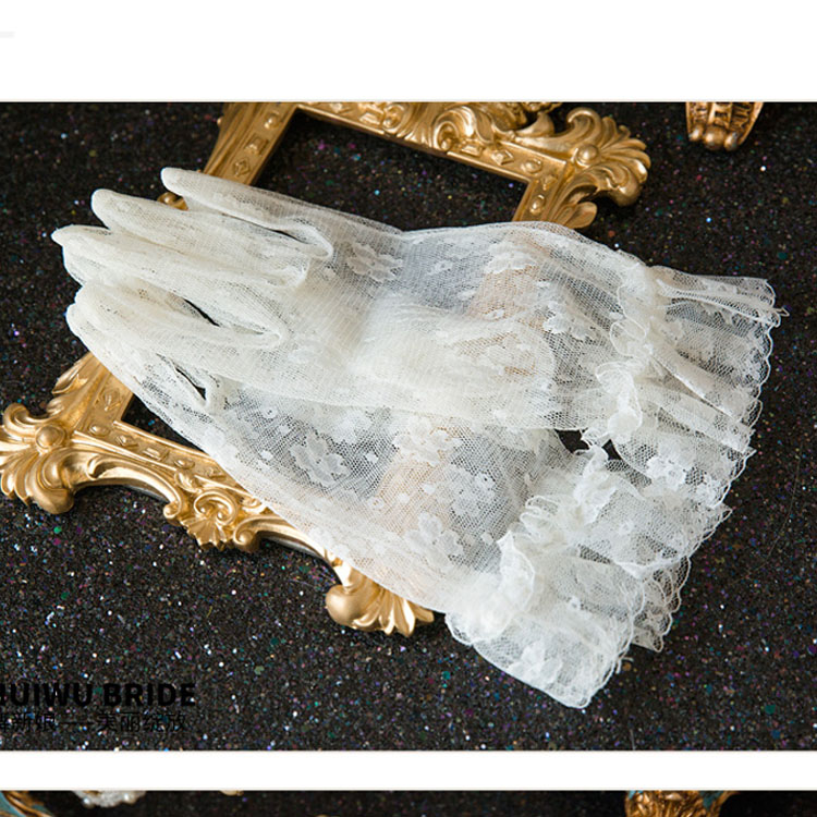 In Stock Cheap New Sexy Fingerless Gloves Wedding Bridal Gloves Accessory Beaded Lace Gloves Wedding Accessories Wrist Length