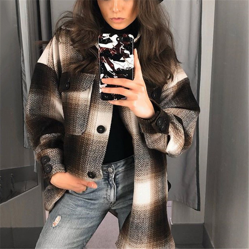 Stylish Pockets Oversized Plaid Jacket Coat plus size Lapel Collar Long Sleeve Loose Female coat female outwear causal tops
Stylish Pockets Oversized Plaid Jacket Coat plus size Lapel Collar Long Sleeve Loose Female coat female outwear causal tops
