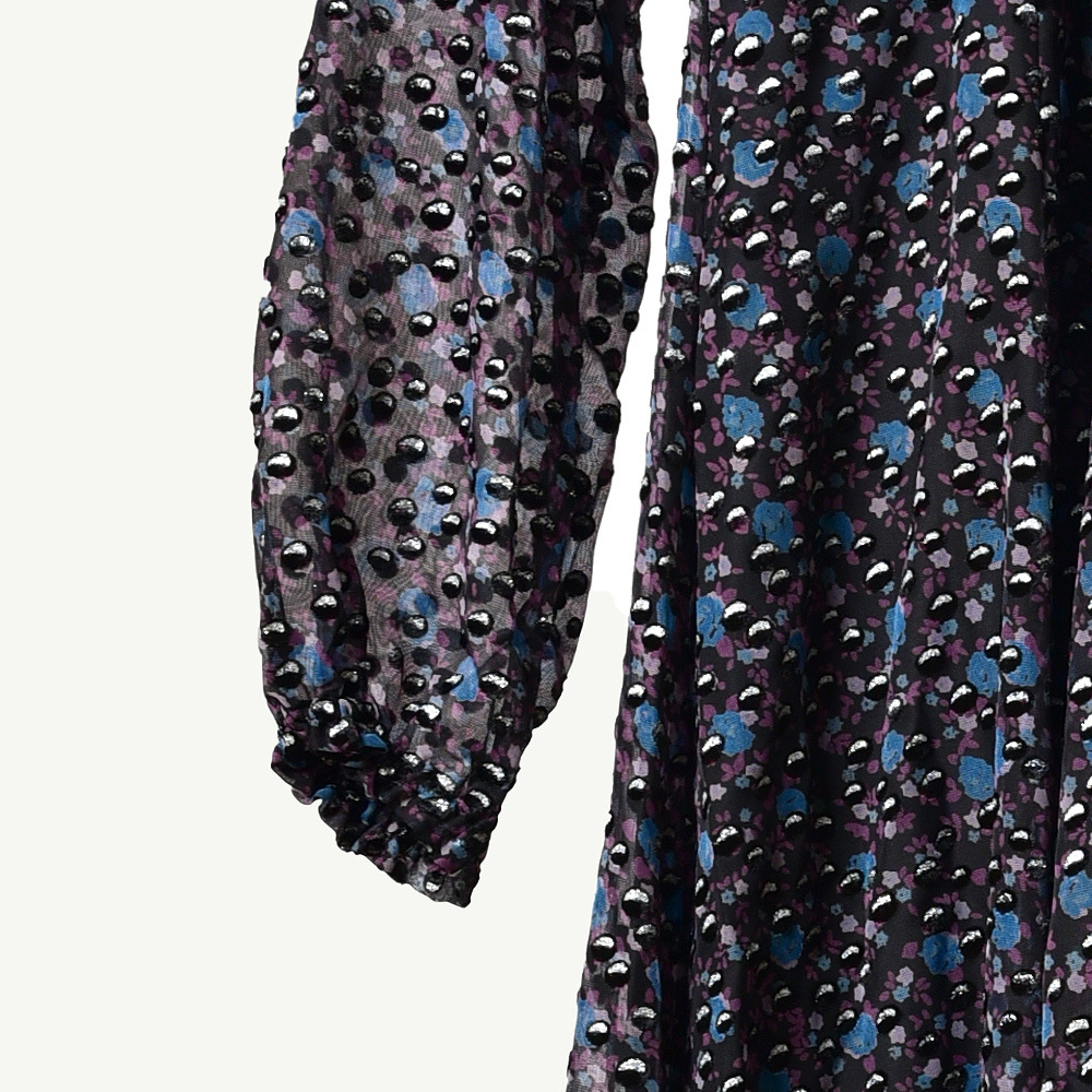2020 Spring Summer Long Sleeve V Neck Multicolor Polka Dot Print Asymmetry Mid-Calf Dress Women Fashion Dresses W1815116
