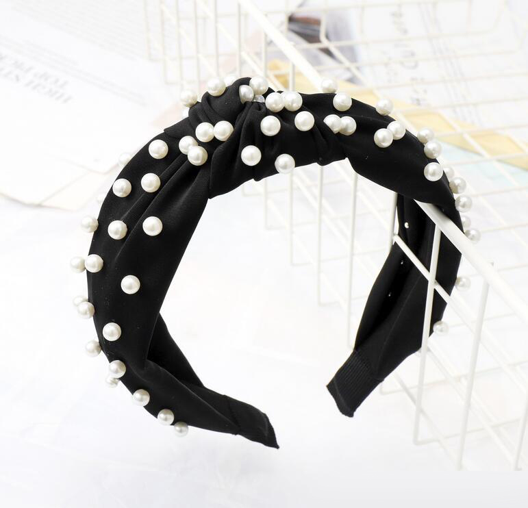 NEW Pearl Headband Simple Knotted Hair Hoop Headdress Bow Design hairband Boutique Hair Sticks Charming Hair Accessory Free Ship