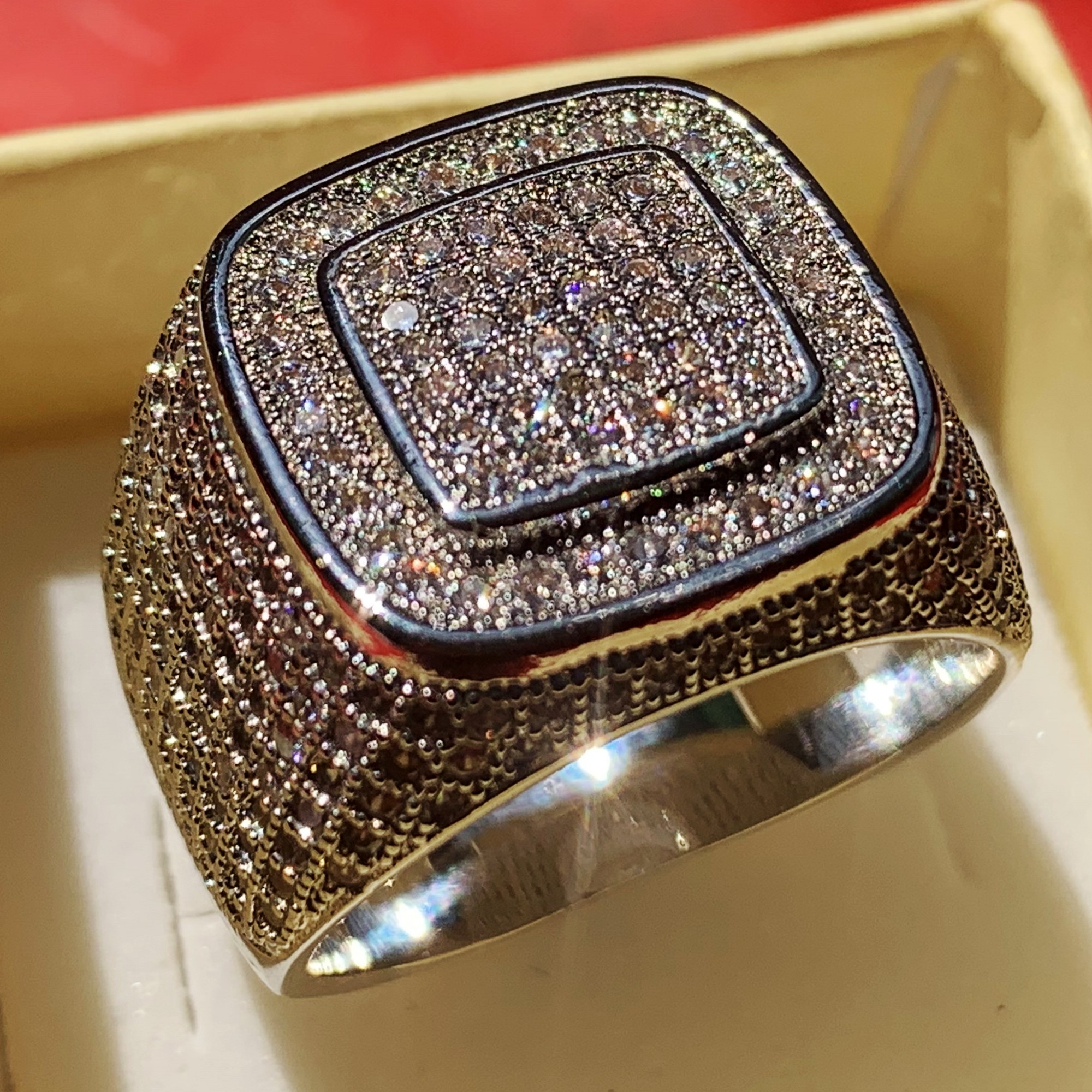 Infinity Luxury Jewelry Big Promotion 925 Sterling Silver Pave Tiny White Sapphire CZ Diamond Gemstones Wedding Finger Ring for Men Gift