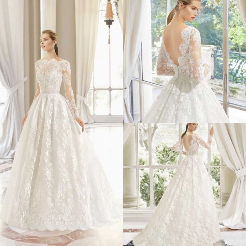 long sleeve beach wedding dresses lace appliqued sweep train wedding dress a line garden country bridal gowns