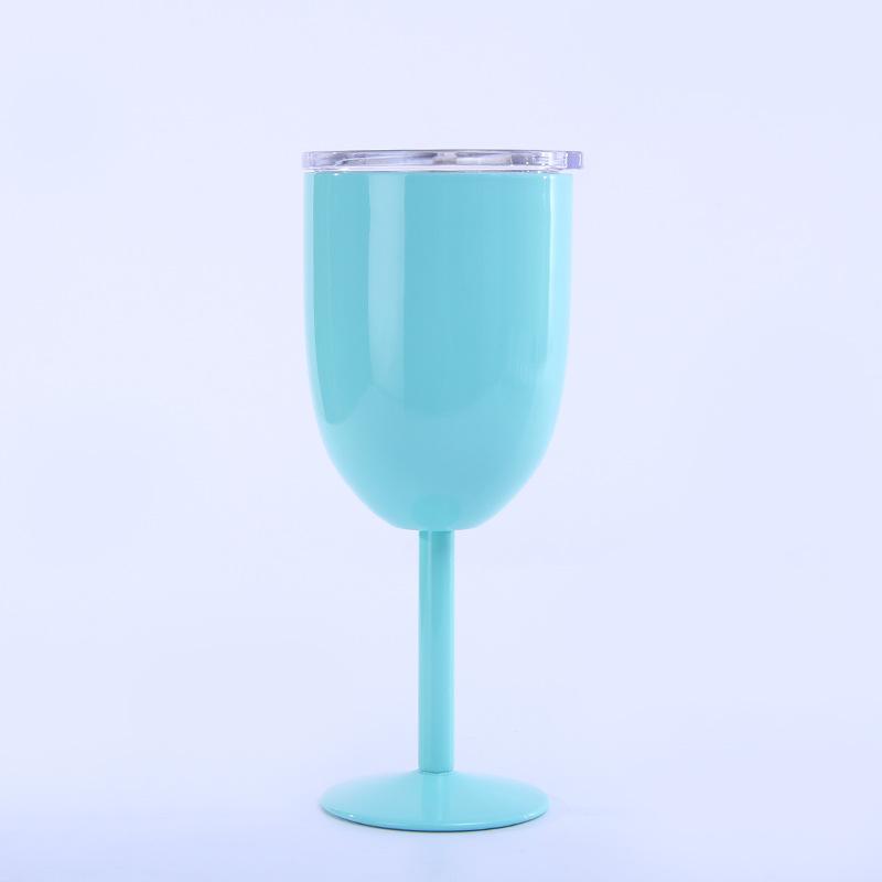 Colorful 10oz Goblet Tumbler With Lid Stianless Steel Wine Glasses Double Wall Insulated Travel Party Wine Mugs
