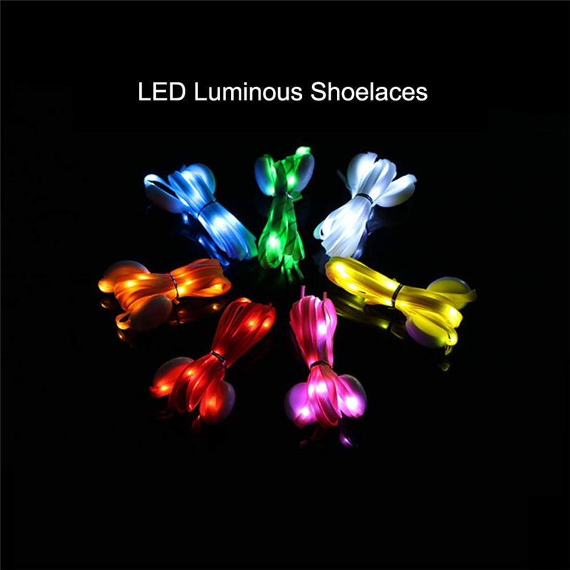 LED Light Up Shoelaces with colorful Flashing Disco Lighting Glow Nylon Strap for Night Party Hip-hop Dancing