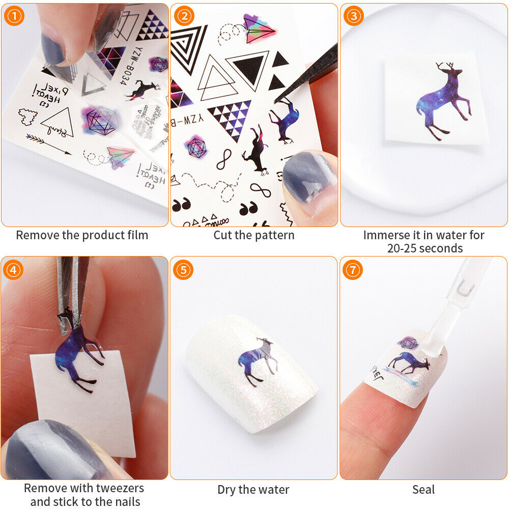 24 Nail Stickers 3D Colorful Mixed Art Nail Art Nail DIY A987