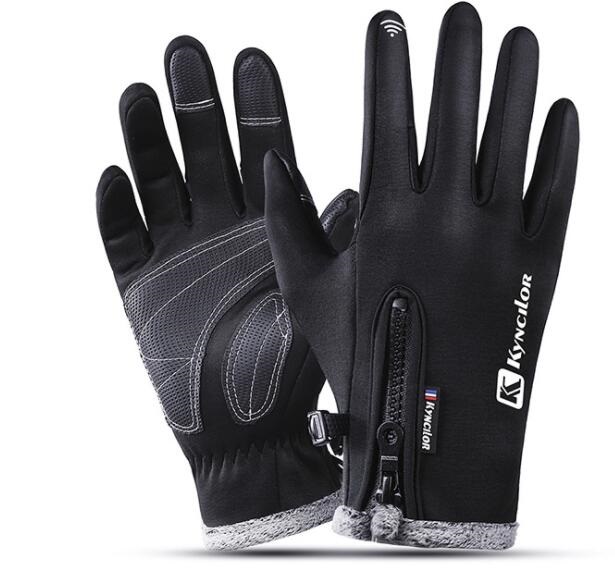 Touch screen glove cold proof men women Sport Gloves fleece thickened Winter outdoor riding warm waterproof Training yakuda fitness cheap, The third generation - royal blue silico