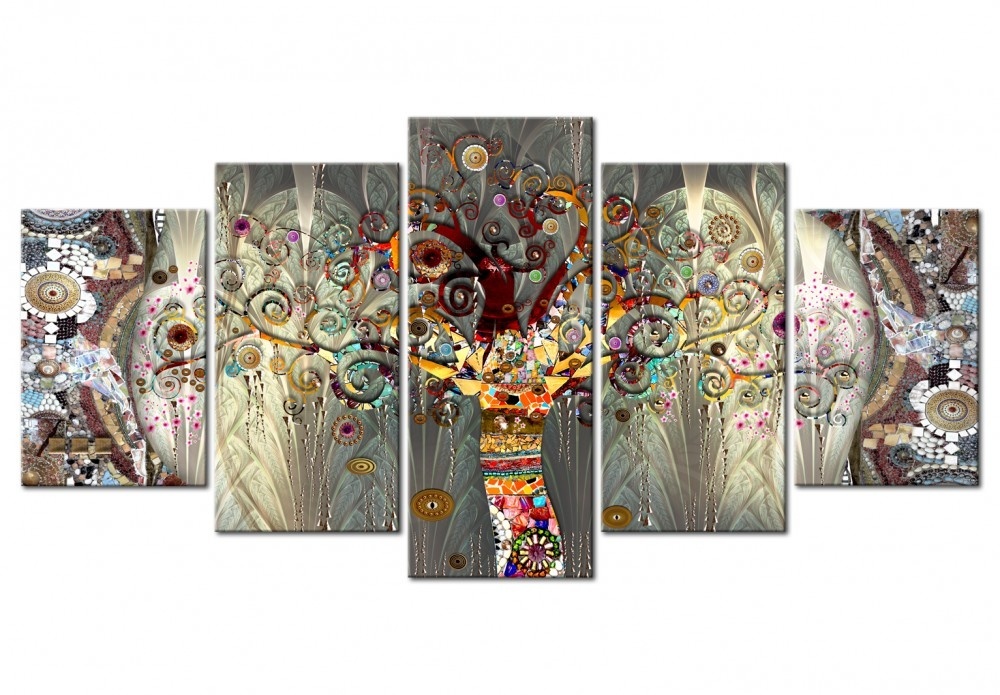 Fashion Wall Art Canvas Painting 5 Pieces Colorful Stone Tree Modern Home Decoration,Choose Size:3