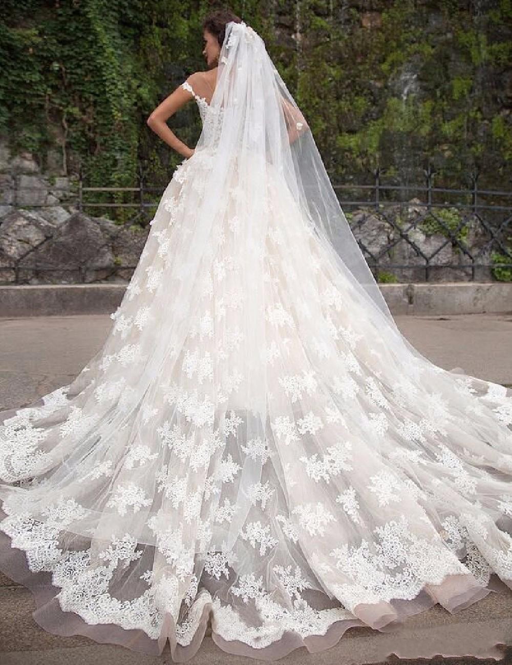 Turkey Ball Vintage Gown Wedding Off Shoulder Princess Lebanon Illusion Jewel Neck Lace Appliques Arab Bridal Dress Vestidos De Soiree