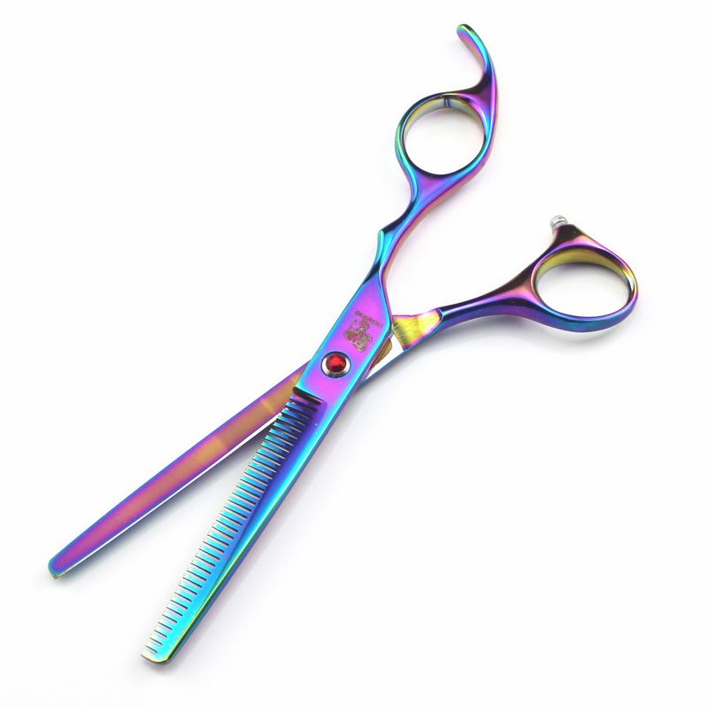 with retail packing poetry kerry 7.0 inch 6CR 62HRC hair Cutting/thinning scissors kit rainbow hair scissors set + comb
