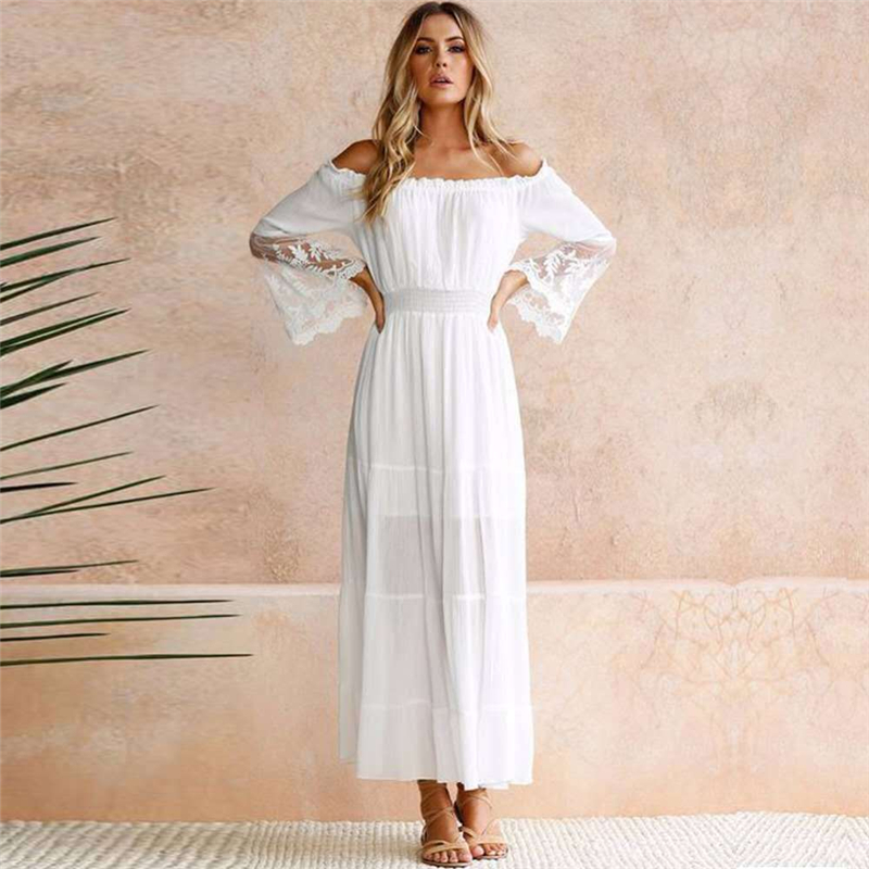 Summer Sundress Women White Beach Dress Strapless Long Sleeve Loose Sexy Off Shoulder Lace Boho Chiffon Maxi Dress
Summer Sundress Women White Beach Dress Strapless Long Sleeve Loose Sexy Off Shoulder Lace Boho Chiffon Maxi Dress