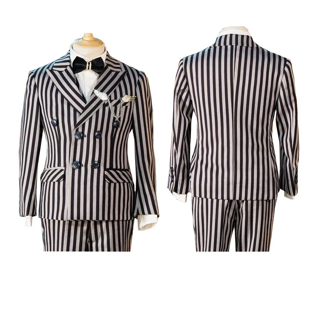 2020 Spring Rope Stripe Boys Wedding Suits 2 Piece Peaked Lapel Flower Boys Groom Tuxedos Kids Formal Wear Clothing