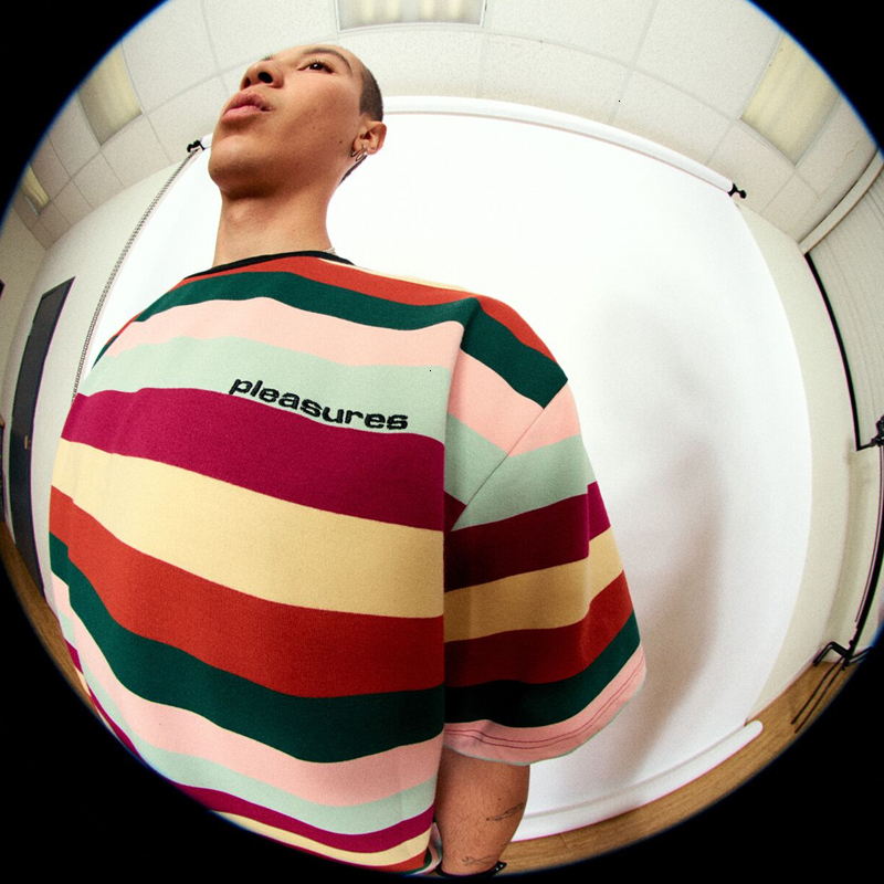 Fashion-Color Striped Tee Crew Neck T-shirt Oversized Shirt Striped Men Women Couple Street Casual Summer Fashion Top Two Colors HFHLTX031