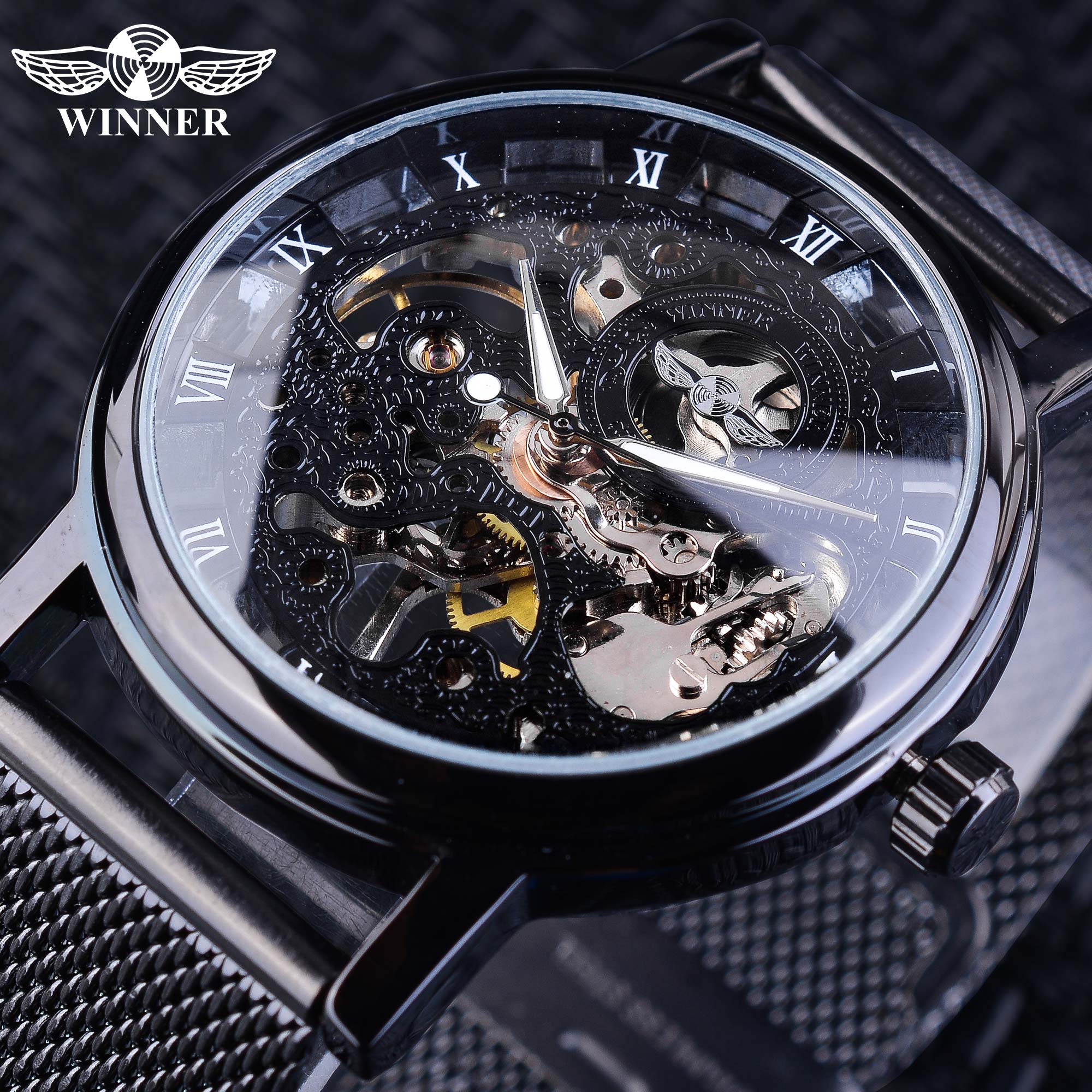 Winner Stainless Steel Mesh Band Transparent Classic Thin Case Hollow Skeleton Mens Male Mechanical Wrist Watch Top Brand Luxury, Slivery;brown
Winner Stainless Steel Mesh Band Transparent Classic Thin Case Hollow Skeleton Mens Male Mechanical Wrist Watch Top Brand Luxury, Slivery;brown
