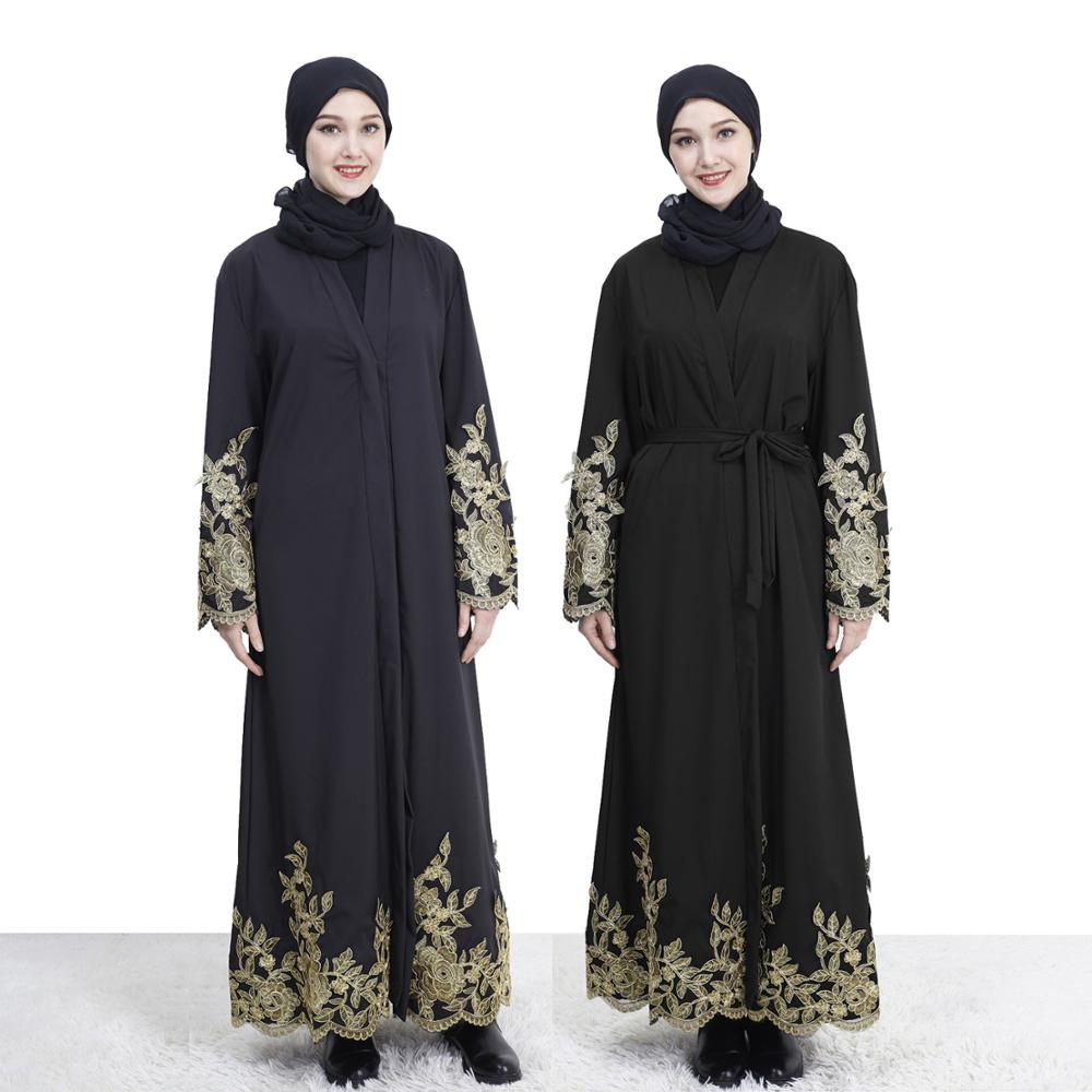 Women Dubai Abaya With Belt Gold Silk embroidery Cardigan lace robes Dress Islamic Wearing Clothing
Women Dubai Abaya With Belt Gold Silk embroidery Cardigan lace robes Dress Islamic Wearing Clothing
