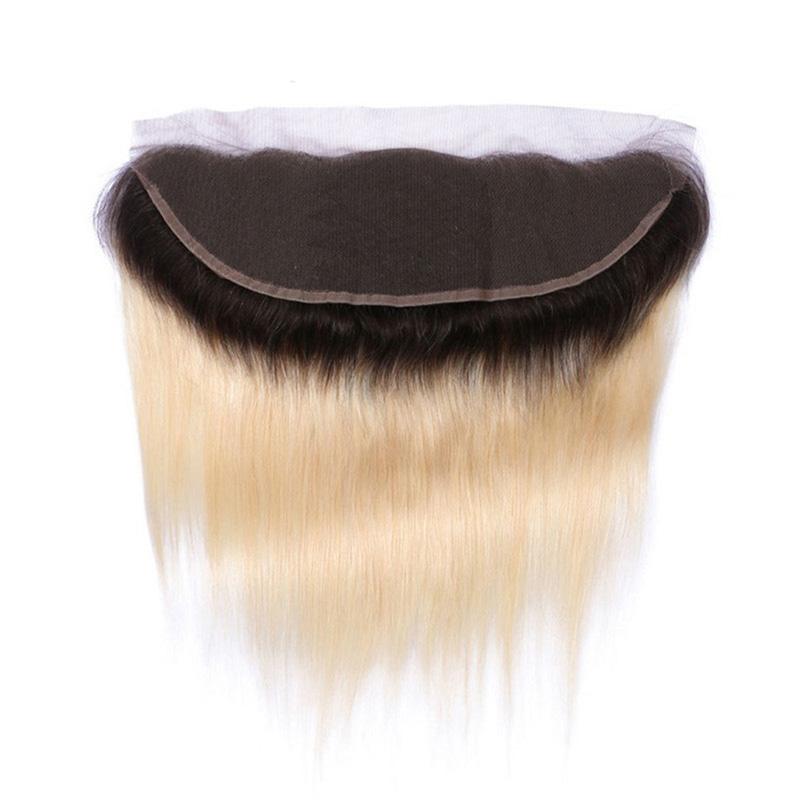 Brazilian 1B/613 Double Color 100% Human Hair Remy 13*4 Lace Frontal With Baby Hairs Straight 5 Pieces Wholesale