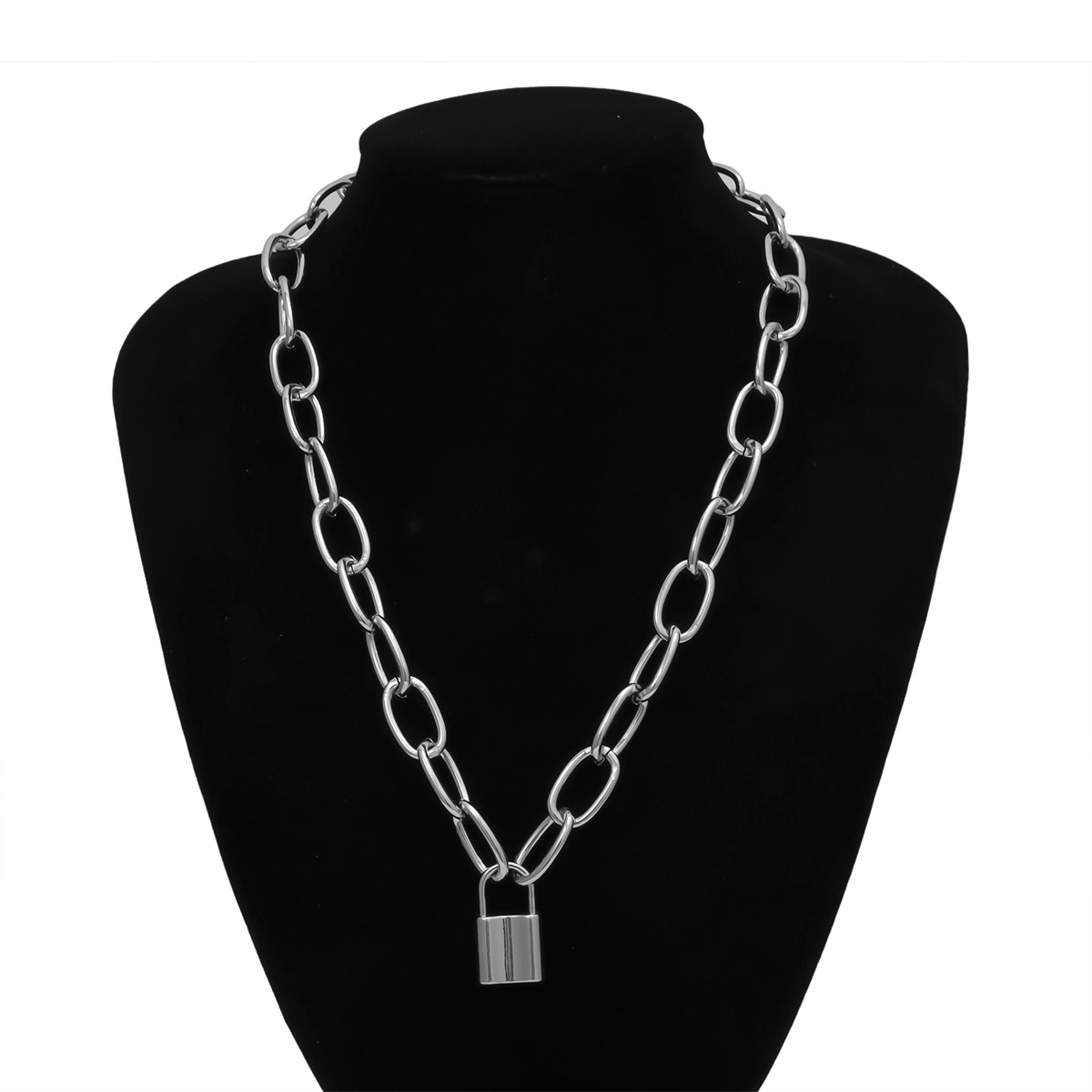 Simple Elegant Lock Shaped Geometric Pendant Necklaces Fashion Padlock For Women Necklace Charms Punk Jewelry Gifts