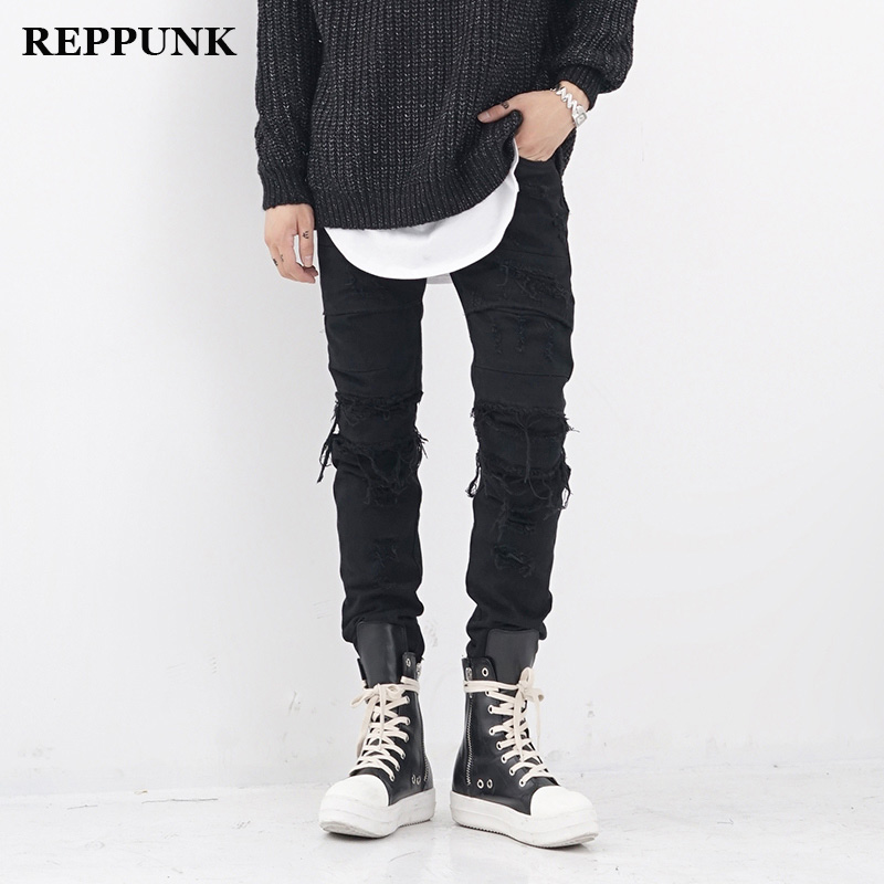 REPPUNK 2020 men Pencil pants Broken jeans Slim Skinny Broken skinny jeans destroyed male hiphop denim pants, Black
REPPUNK 2020 men Pencil pants Broken jeans Slim Skinny Broken skinny jeans destroyed male hiphop denim pants, Black