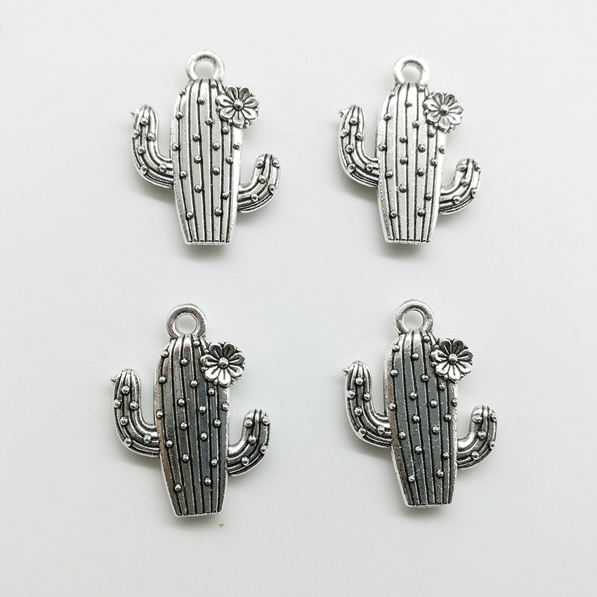 100pcs flower cactus Charms Pendants Retro Jewelry Accessories DIY Antique silver Pendant For Bracelet Earrings Keychain 2015mm