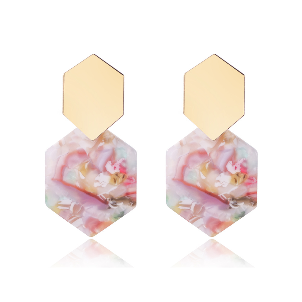 2021 Fashion Bohemian Statement Acrylic Hoop Earrings Womens 7 colors Acetate Stud Earring Jewelry Gifts IE0527